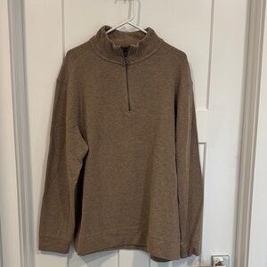 Banana Republic Men's Light Brown Quarter-Zip Thermal Sweater, Cotton-poly blend